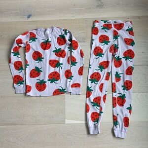 Hanna andersson girls Strawberry Print Pajama Set sz 10 100% organic cotton